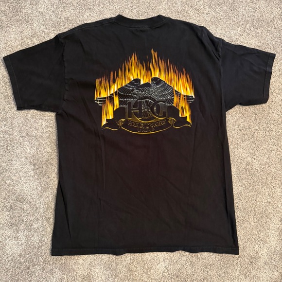 Harley-Davidson Other - Harley Davidson HOG Michiana Elkhart Chapter Flaming Eagle Black Graphic T-Shirt